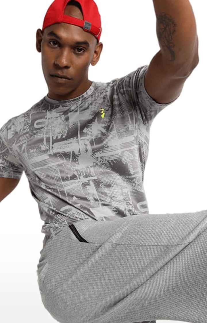 CAMPUS SUTRA | Men's Grey Polyester Graphics Activewear T-Shirt 3