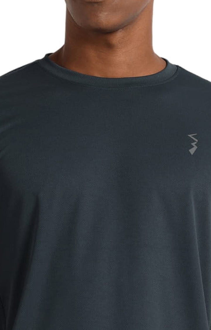 Men's Grey Polyester Solid Activewear T-Shirt