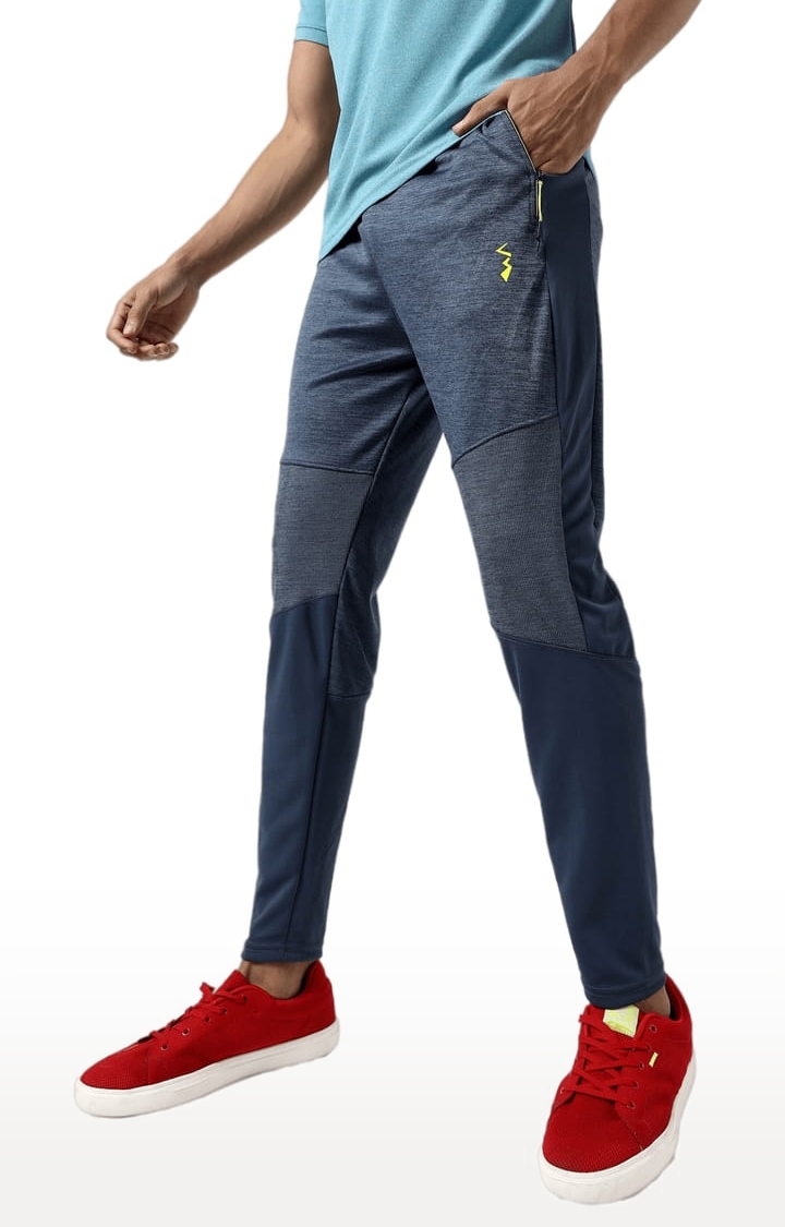 Men's Navy Blue Textured Regular Fit Trackpant
