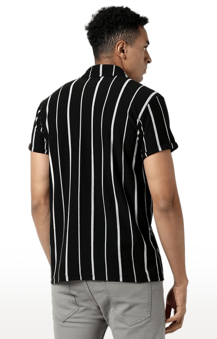 CAMPUS SUTRA | Men's Black Cotton Striped Casual Shirt 2
