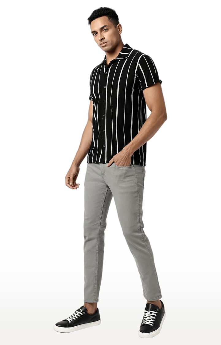 CAMPUS SUTRA | Men's Black Cotton Striped Casual Shirt 1