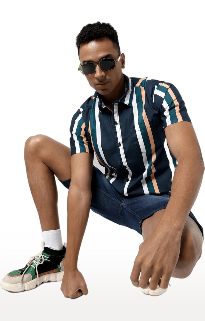 Men's Blue Striped Casual Shirts