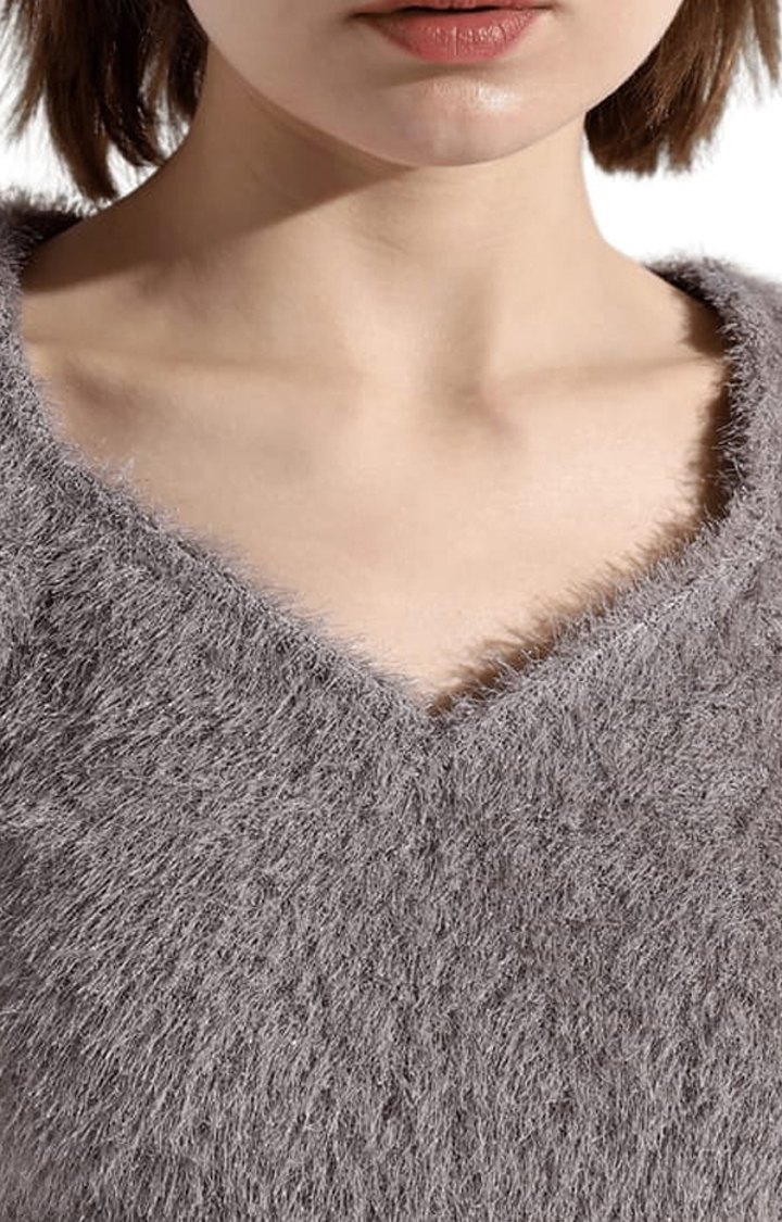 Women's Grey Textured Crop Top