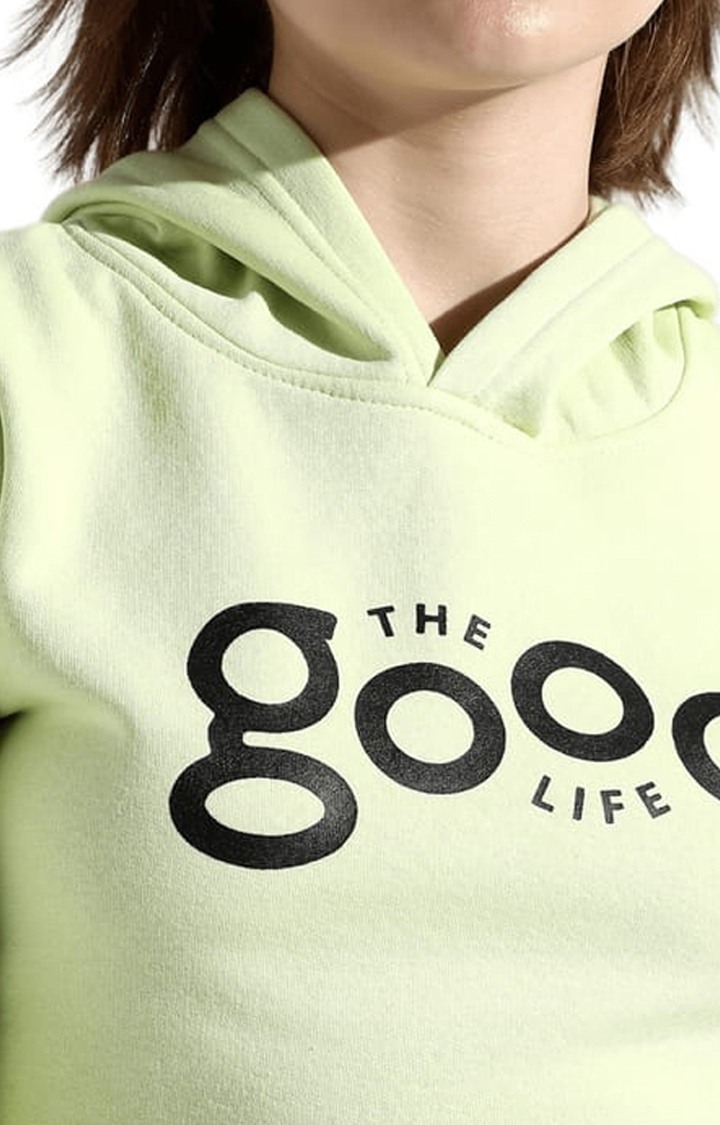Women's Green Typographic Crop Top