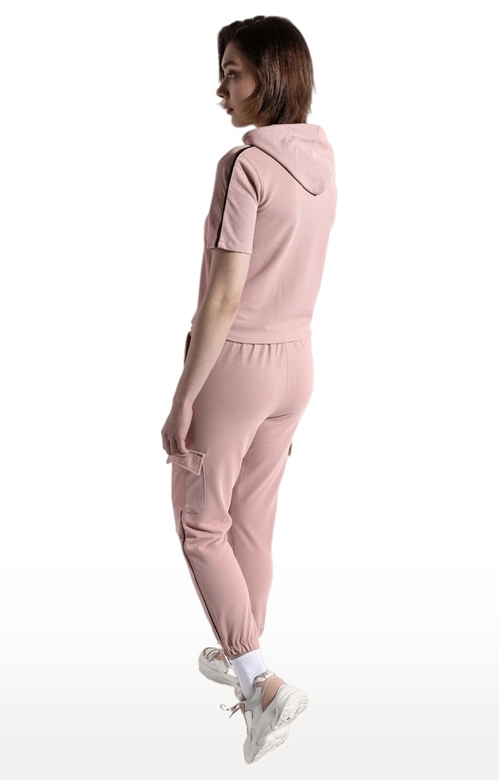 Women's Pink Crepe Solid Co-ords