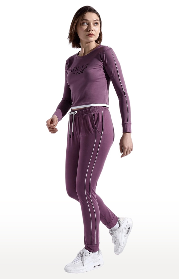 CAMPUS SUTRA | Women's Purple Cotton Solid Co-ords
