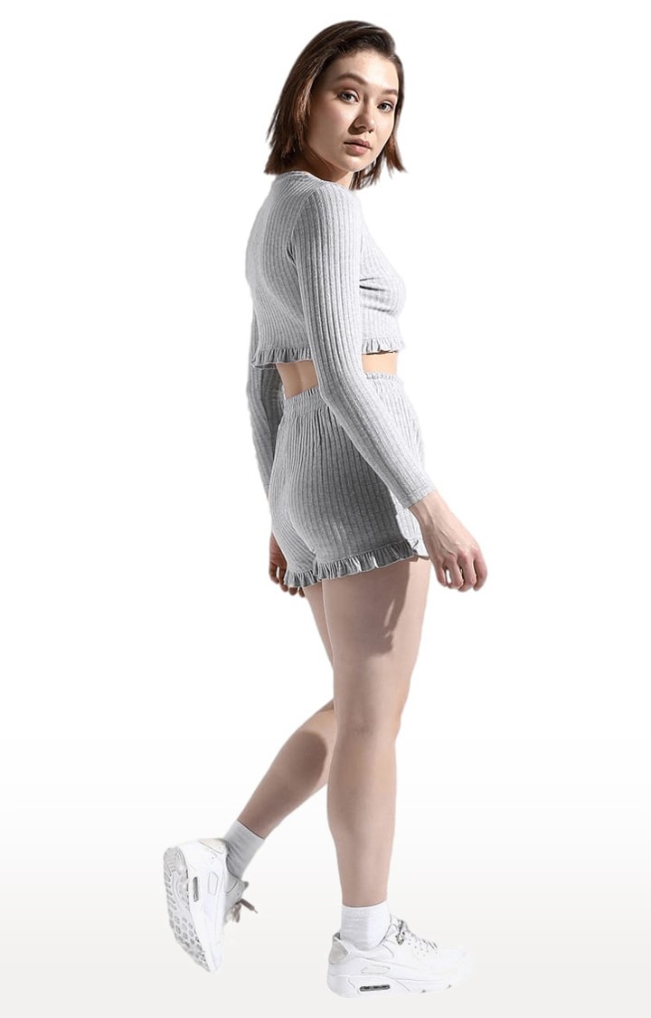 Women's Grey Textured Co-ords
