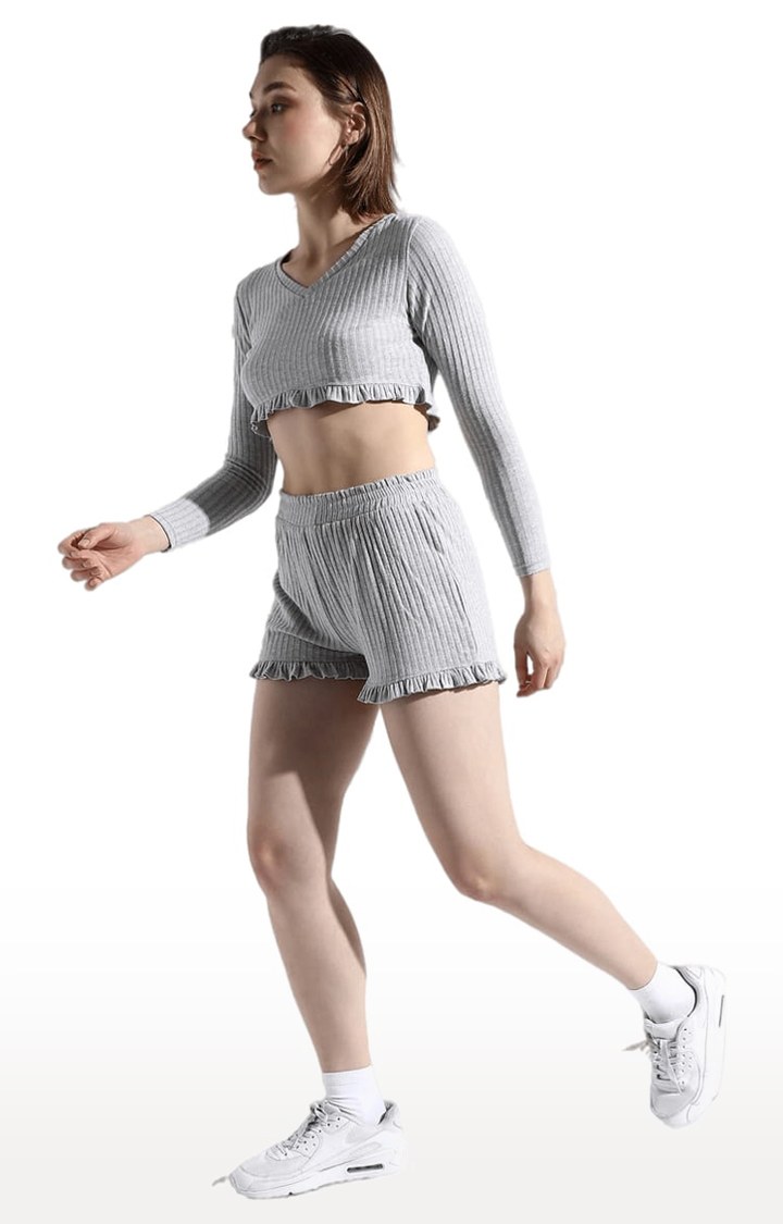 Women's Grey Textured Co-ords