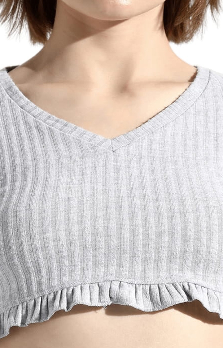 Women's Grey Cotton Textured Co-ords