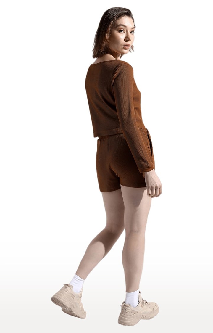 Women's Brown Solid Co-ords