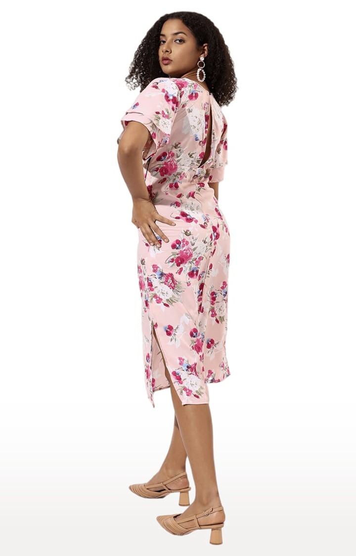 Women's Pink Floral Sheath Dress