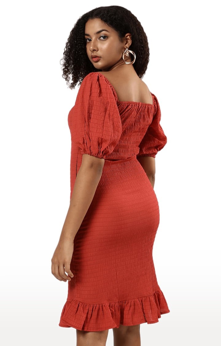 Women's Red Solid Sheath Dress