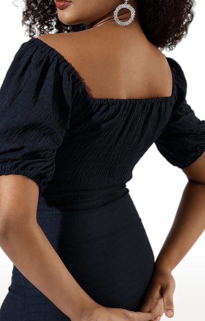 Women's Blue Solid Sheath Dress