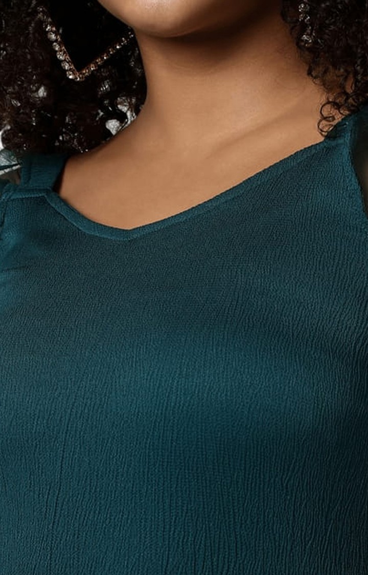 Women's Green Solid Bodycon Dress