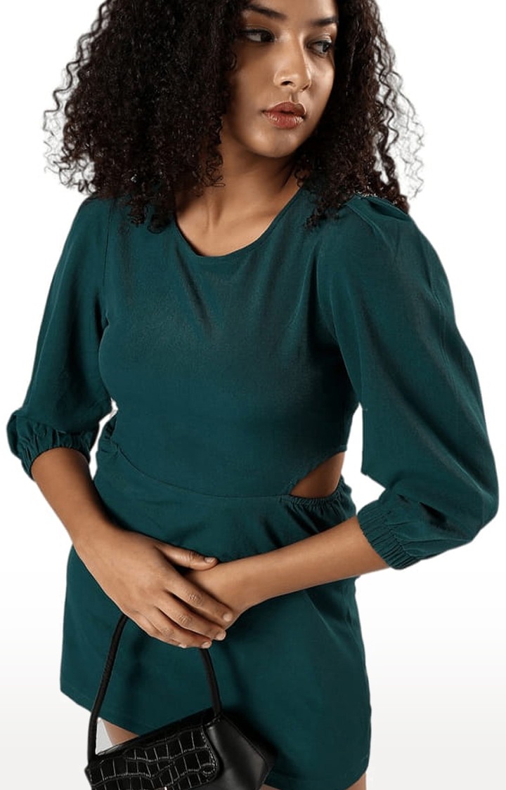 Women's Green Solid Sheath Dress