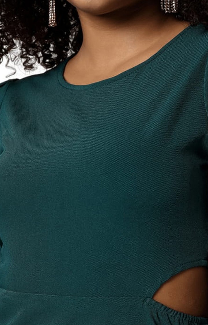 Women's Green Solid Sheath Dress