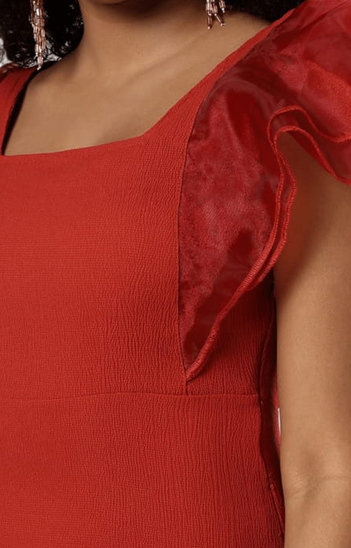 Women's Red Solid Bodycon Dress