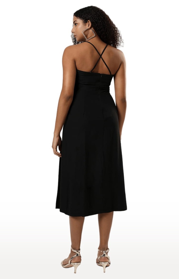 Women's Black Solid Bodycon Dress
