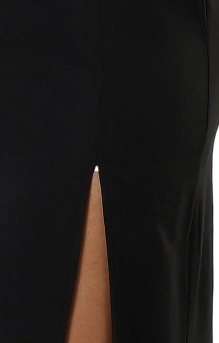 Women's Black Solid Bodycon Dress