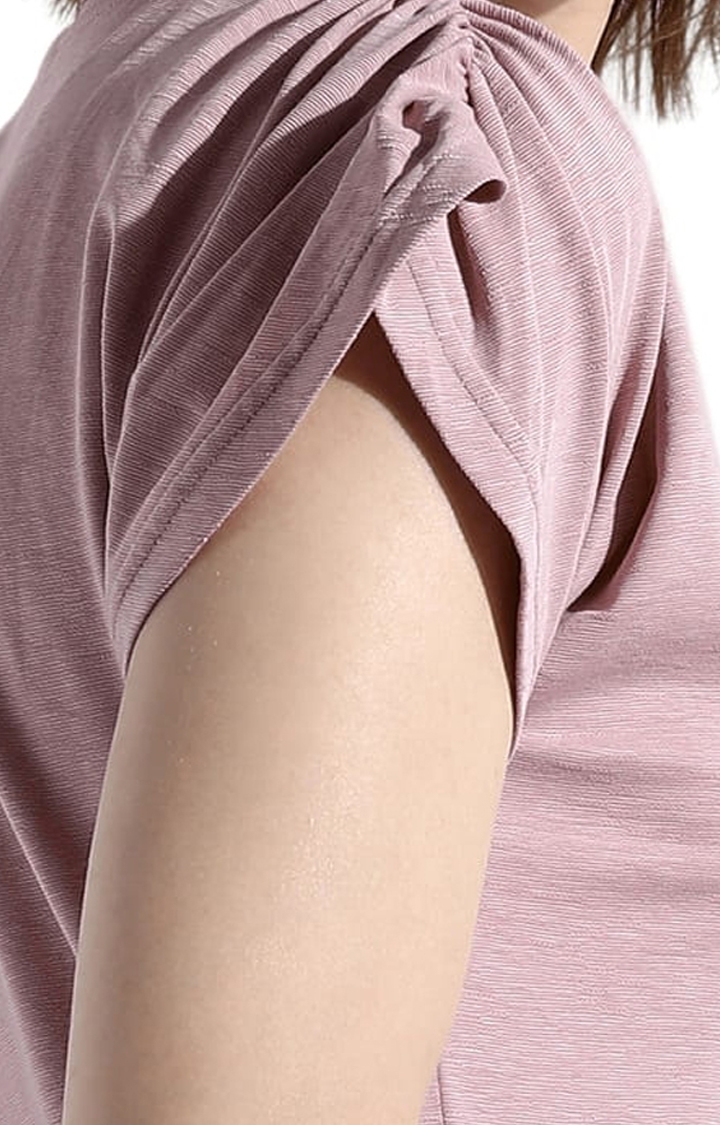 Women's Purple Cotton Solid Regular T-Shirt
