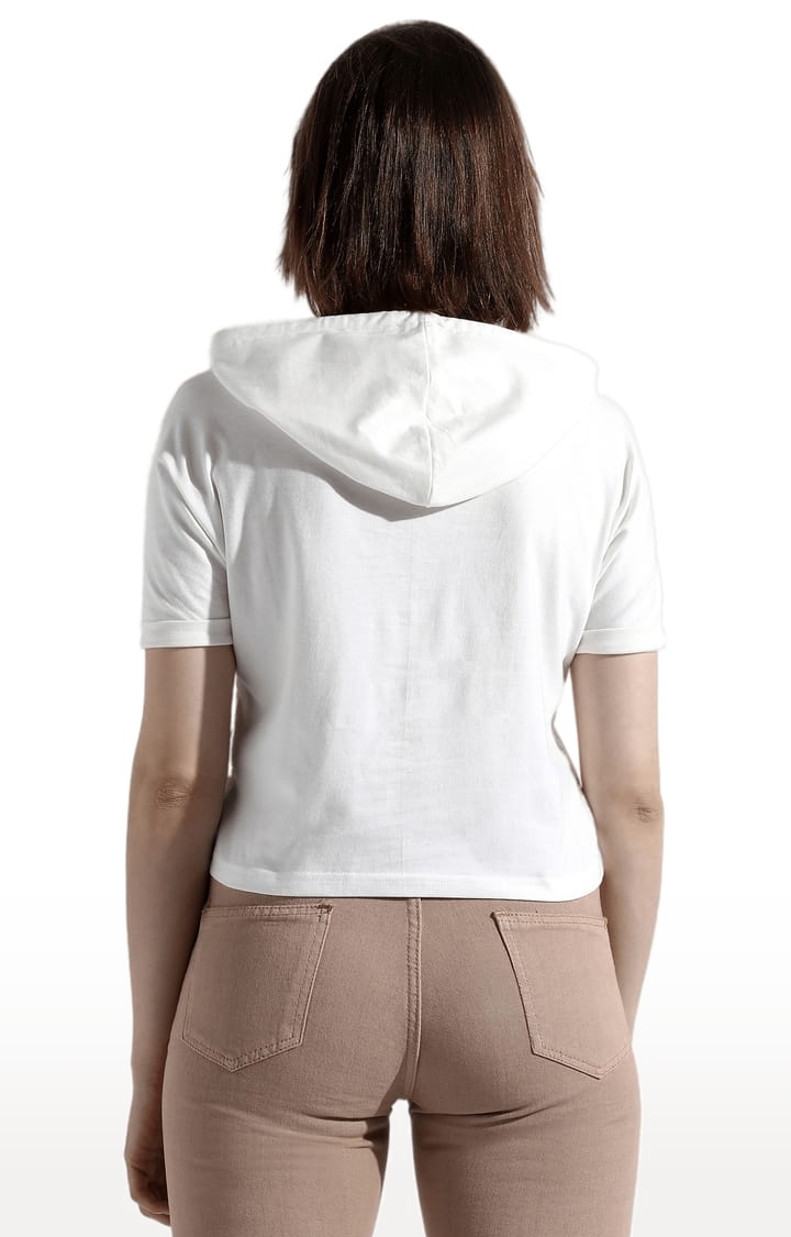 Women's White Cotton Solid Crop Top