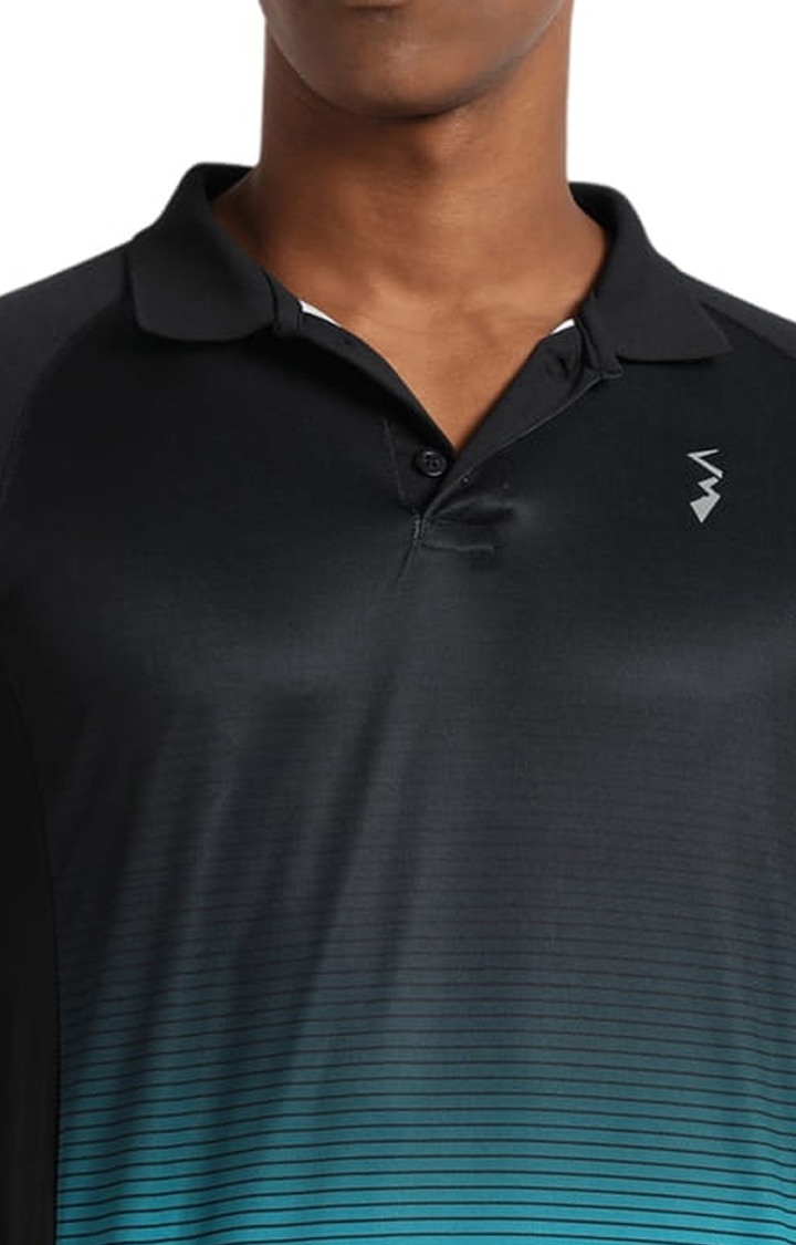 Men's Black Colourblock Activewear T-Shirts