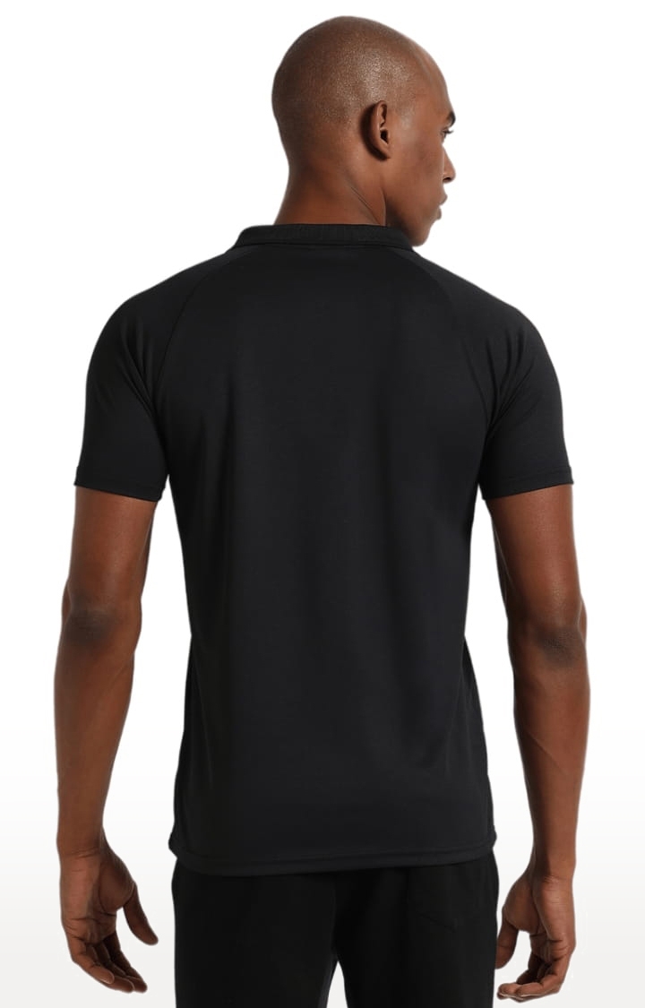 Men's Black Polyester Colourblock Activewear T-Shirt