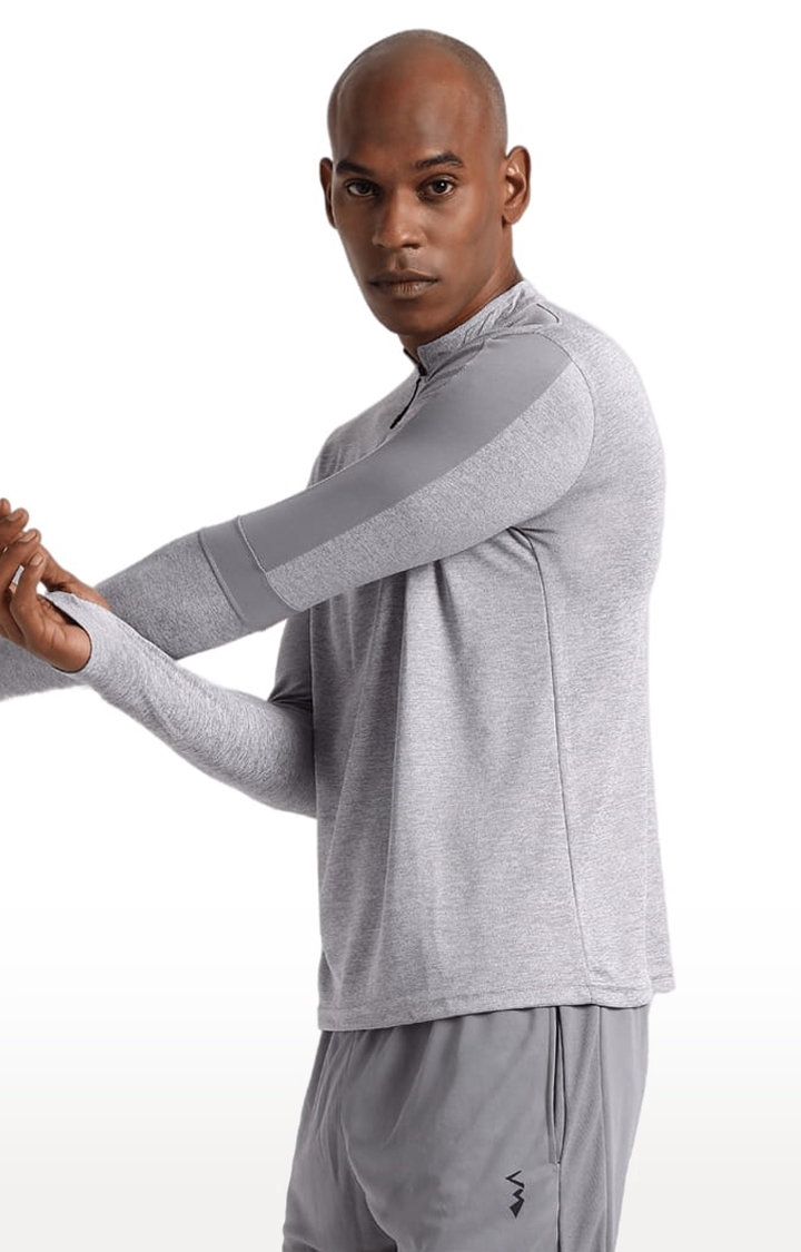 CAMPUS SUTRA | Men's Grey Polyester Solid Activewear T-Shirt