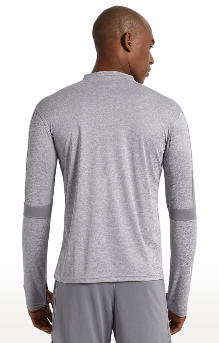 Men's Grey Polyester Solid Activewear T-Shirt