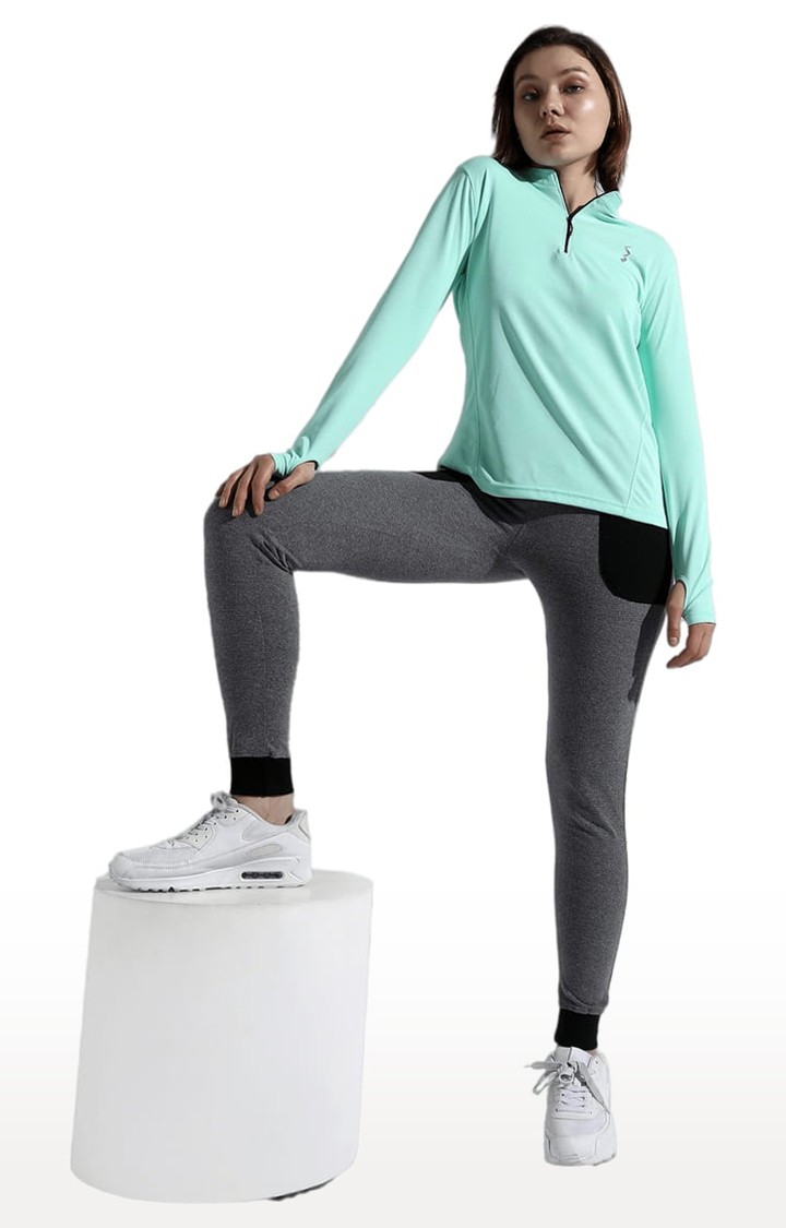 Women's Green Solid Activewear T-Shirts