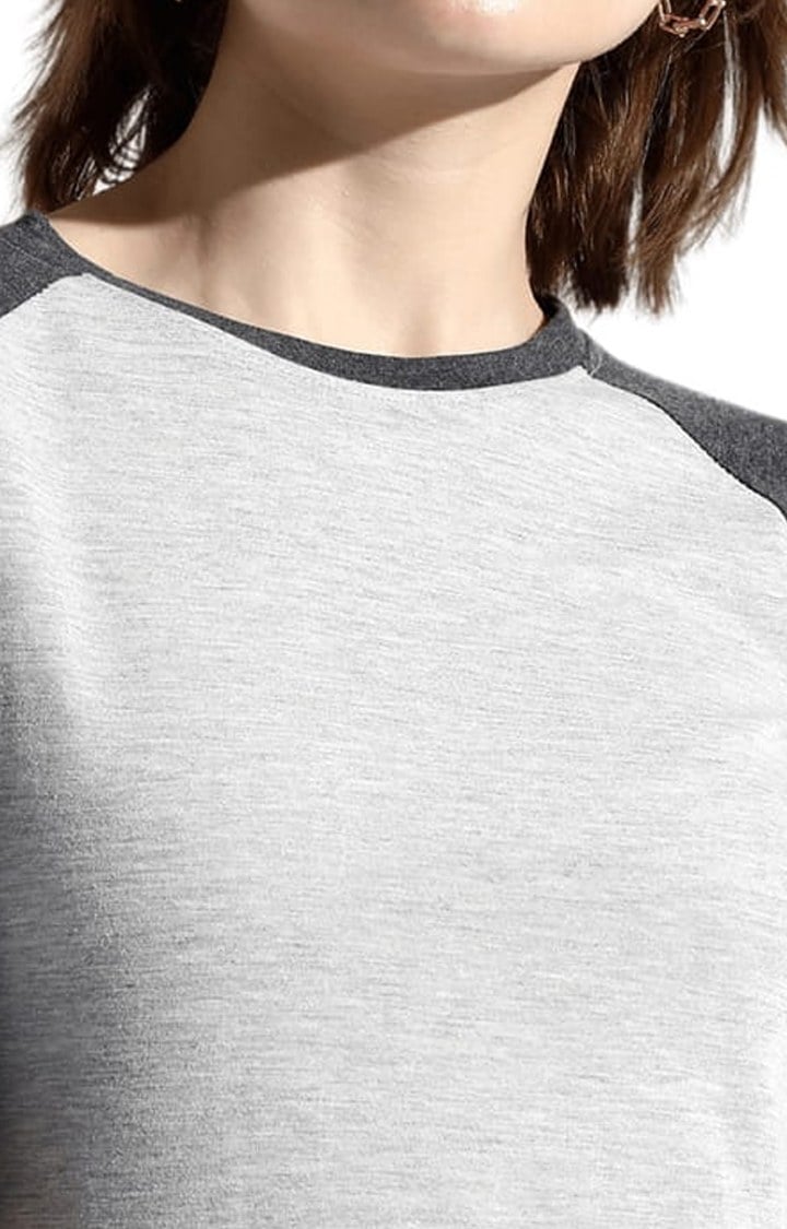 Women's Grey Melange Regular T-Shirts