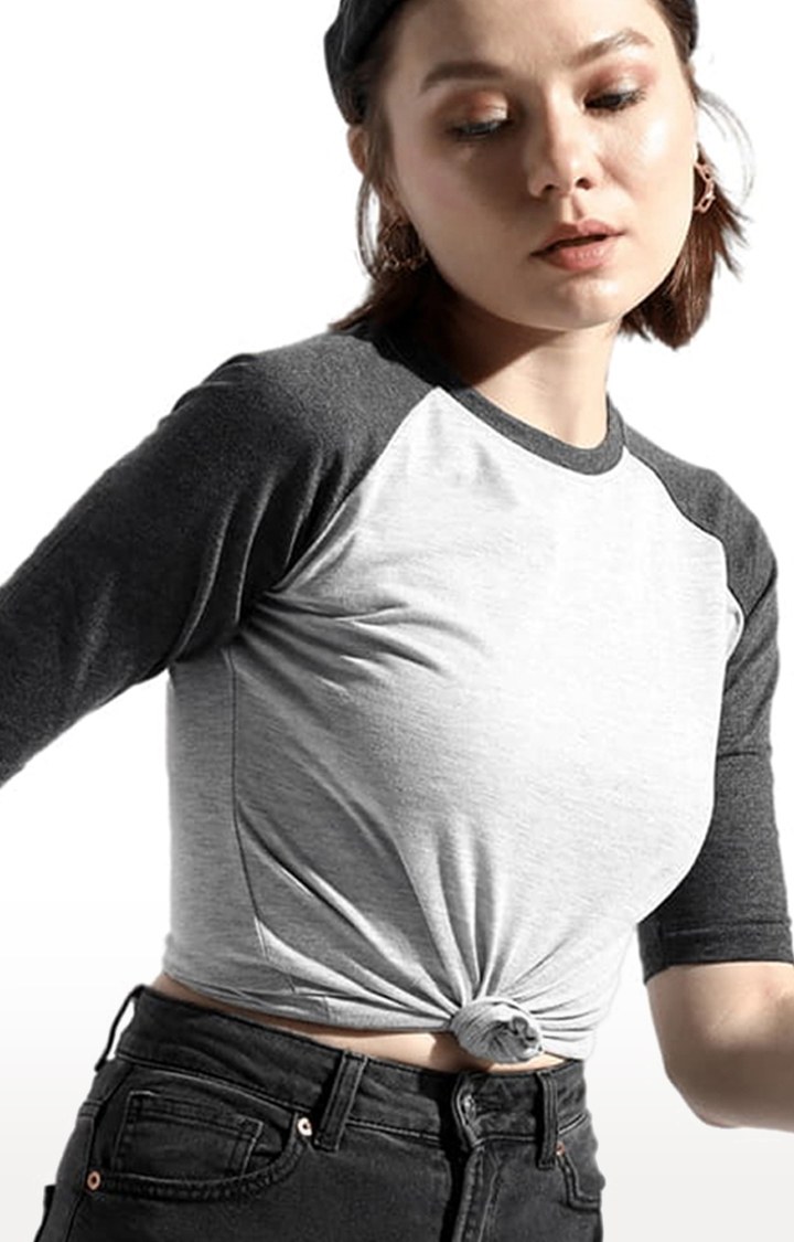 Women's Grey Melange Regular T-Shirts