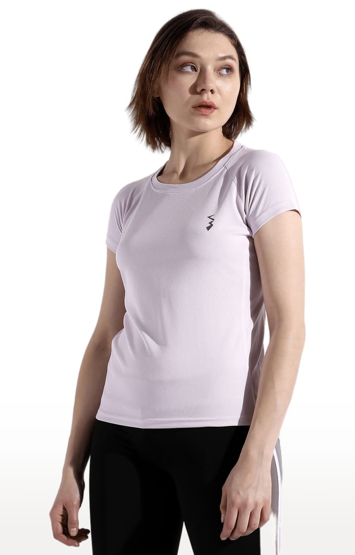 Women's Purple Polyester Solid Activewear T-Shirt
