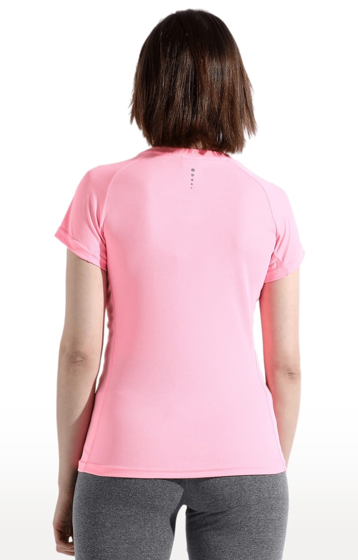 CAMPUS SUTRA | Women's Pink Polyester Solid Activewear T-Shirt 2