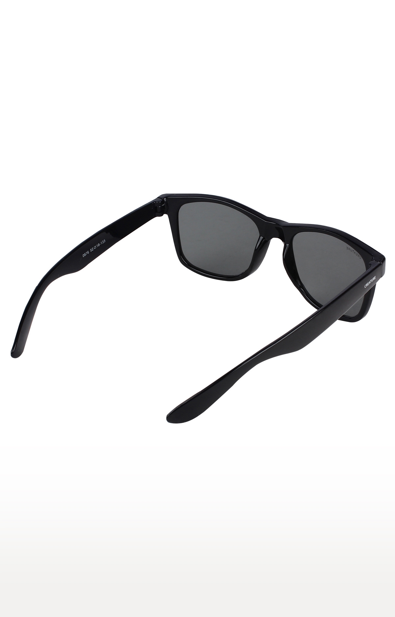 CREATURE | CREATURE Black Glossy Finish Unisex Wayfarer Sunglasses (Lens-Black|Frame-Black) 4