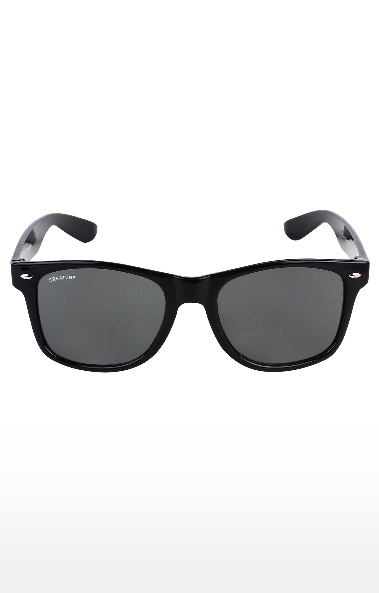 CREATURE | CREATURE Black Glossy Finish Unisex Wayfarer Sunglasses (Lens-Black|Frame-Black) 1