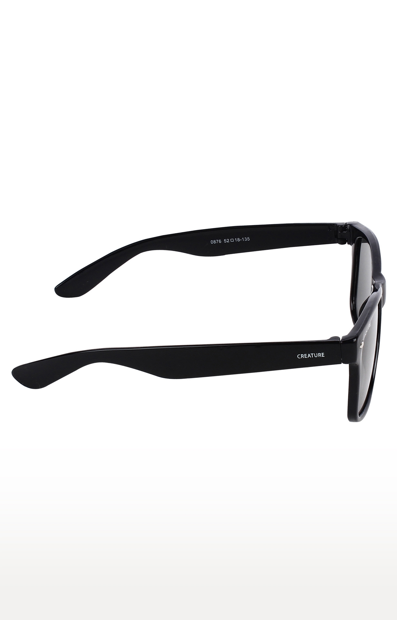 CREATURE | CREATURE Black Glossy Finish Unisex Wayfarer Sunglasses (Lens-Black|Frame-Black) 3