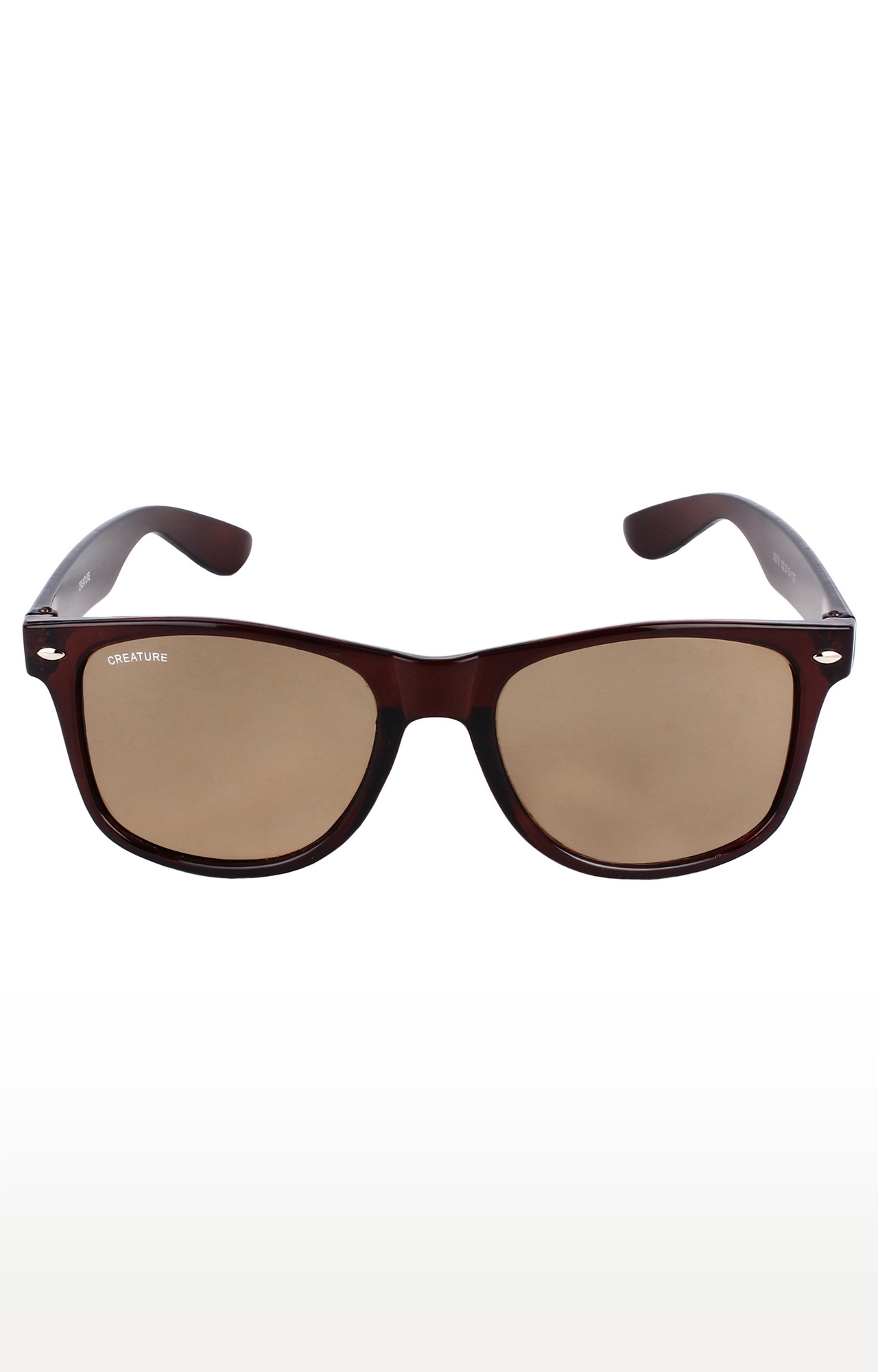 CREATURE | CREATURE Brown Glossy Finish Unisex Wayfarer Sunglasses (Lens-Brown|Frame-Brown) 1
