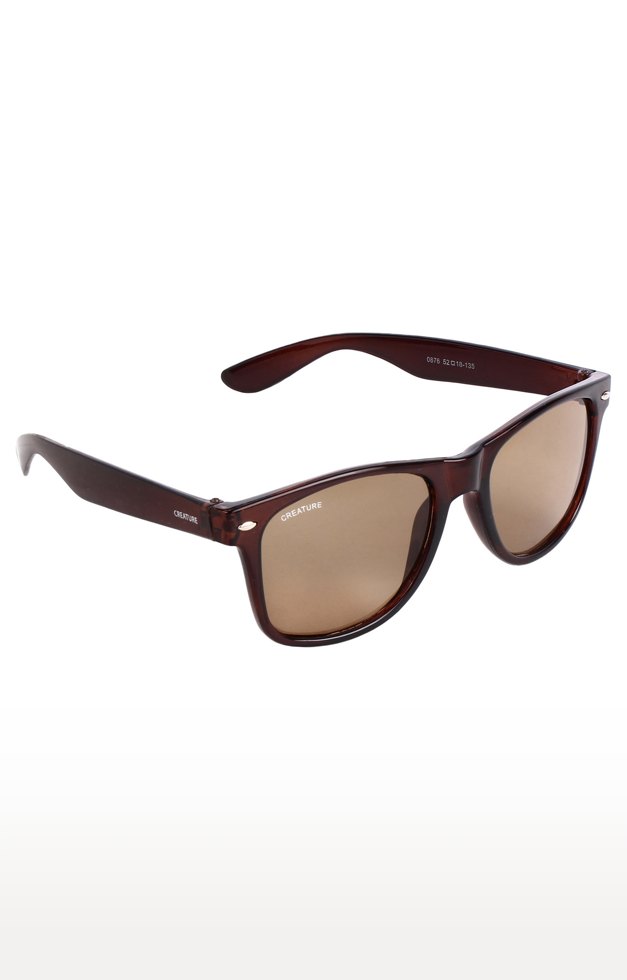 CREATURE | CREATURE Brown Glossy Finish Unisex Wayfarer Sunglasses (Lens-Brown|Frame-Brown) 0