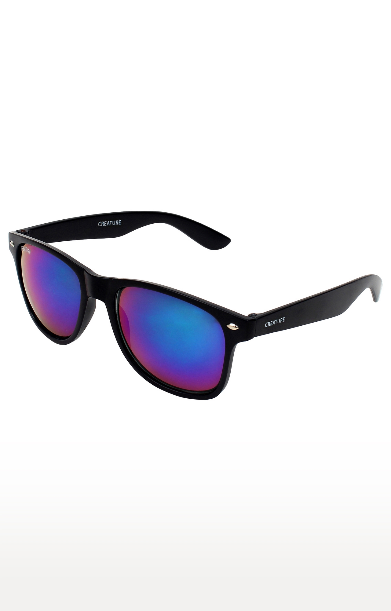 CREATURE | CREATURE Black Matte Finish UV Protected Unisex Sunglasses (Lens-Blue|Frame-Black) 1