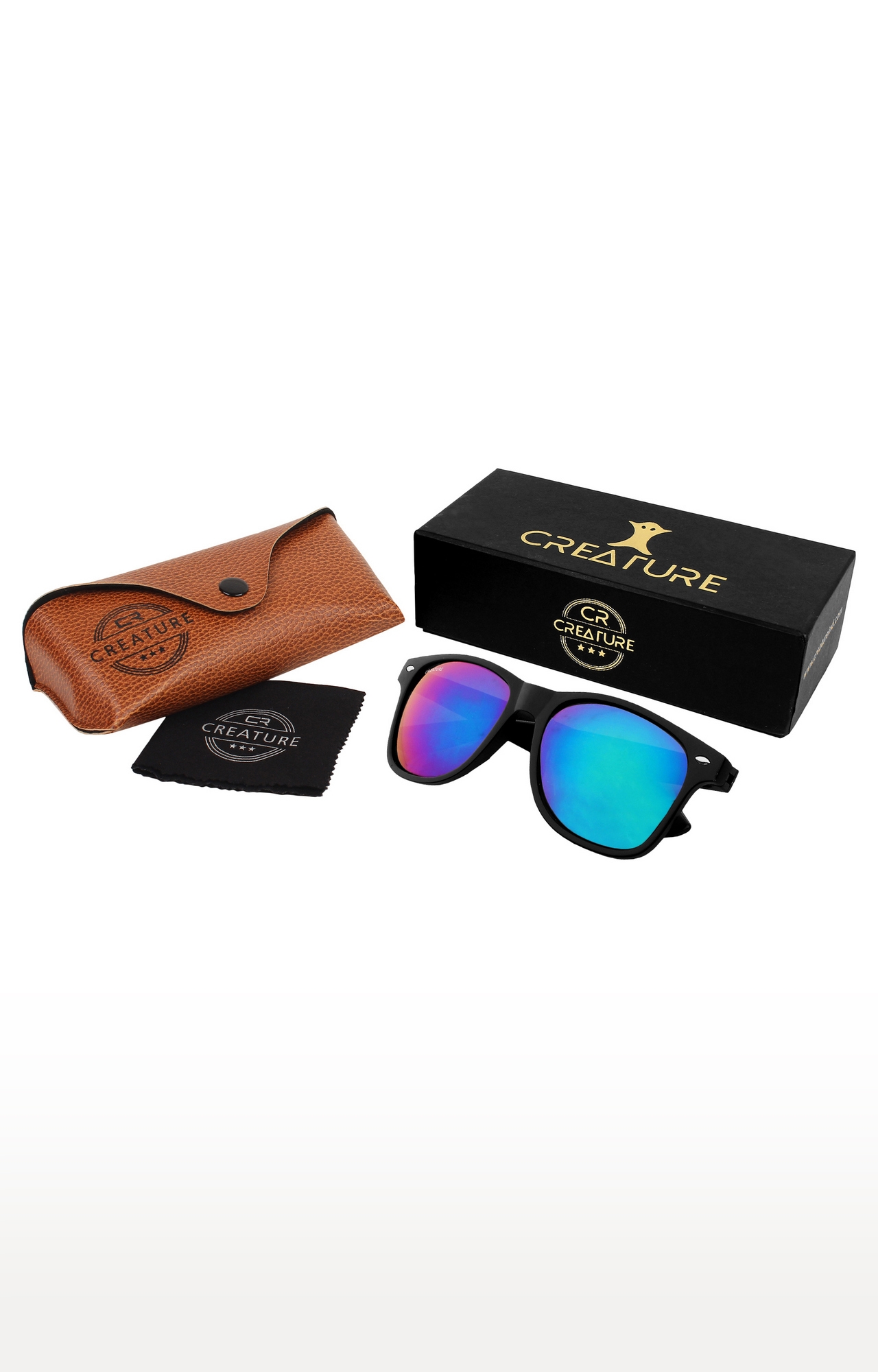 CREATURE | CREATURE Black Matte Finish UV Protected Unisex Sunglasses (Lens-Blue|Frame-Black) 5