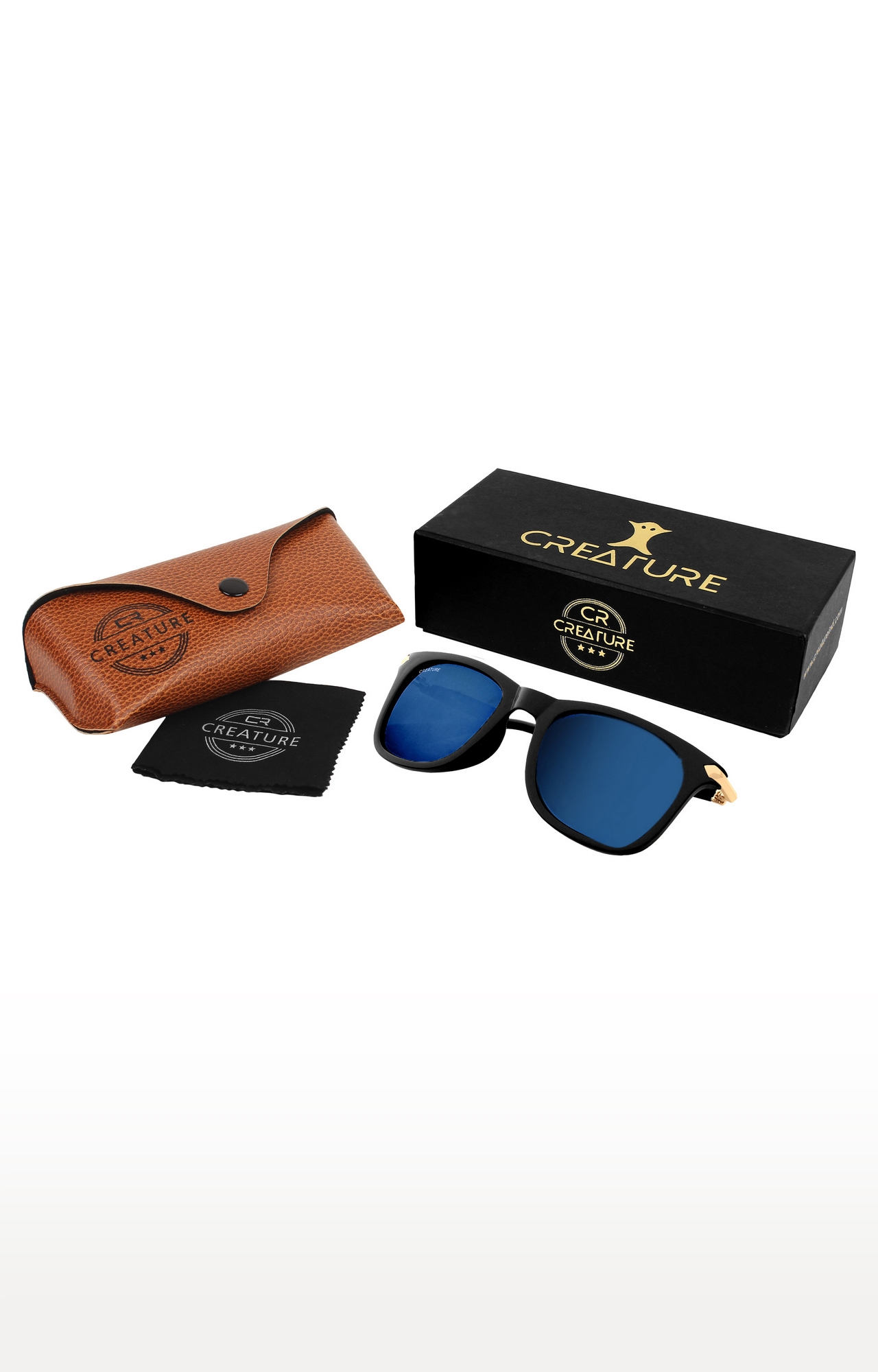 CREATURE | CREATURE Black Gloss Finish UV Protected Unisex Sunglasses (Lens-Blue|Frame-Black) 5