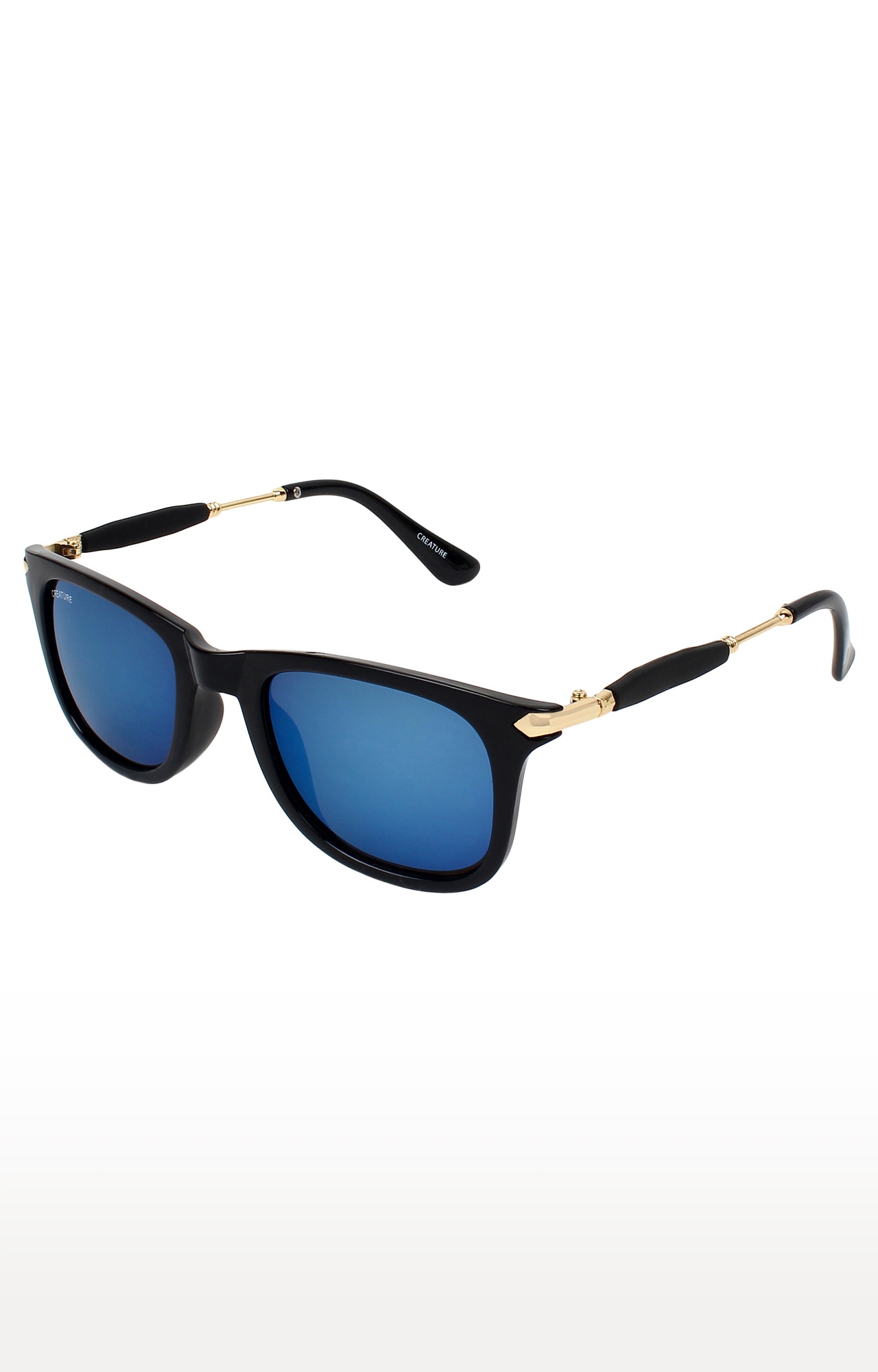 CREATURE | CREATURE Black Gloss Finish UV Protected Unisex Sunglasses (Lens-Blue|Frame-Black) 1
