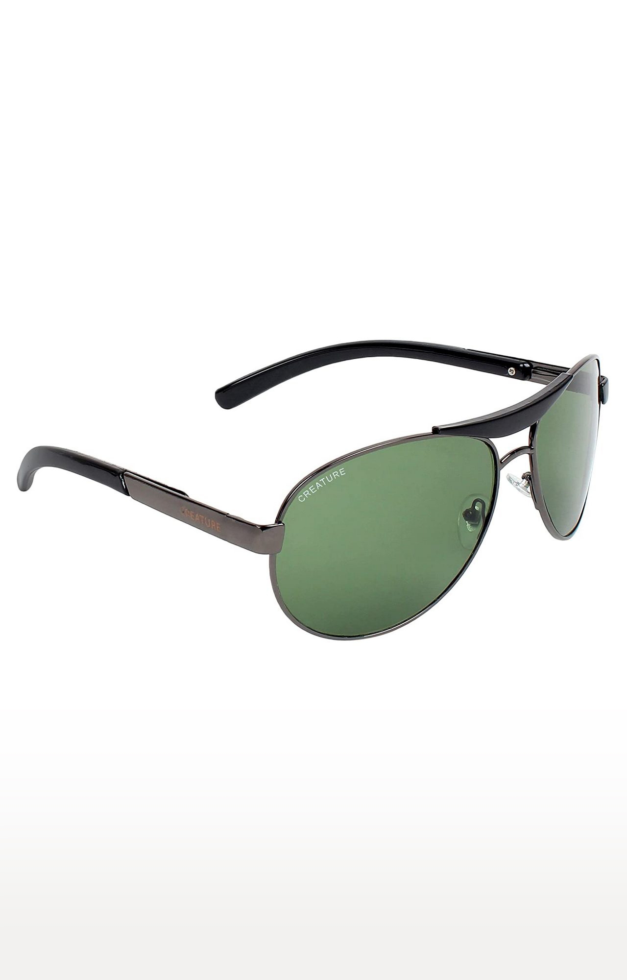 CREATURE | CREATURE Green & Brown Aviator Sunglasses Combo with UV Protection (Lens-Green & Brown|Frame-Black & Brown) 1