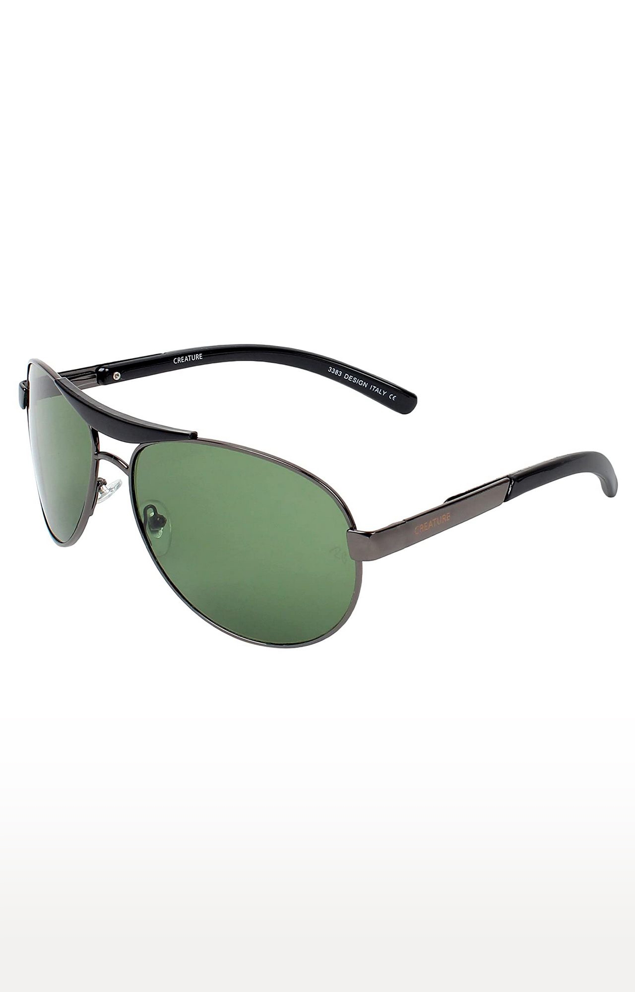 CREATURE | CREATURE Black Sunglasses Combo with UV Protection (Lens-Green|Frame-Grey & Black) 2