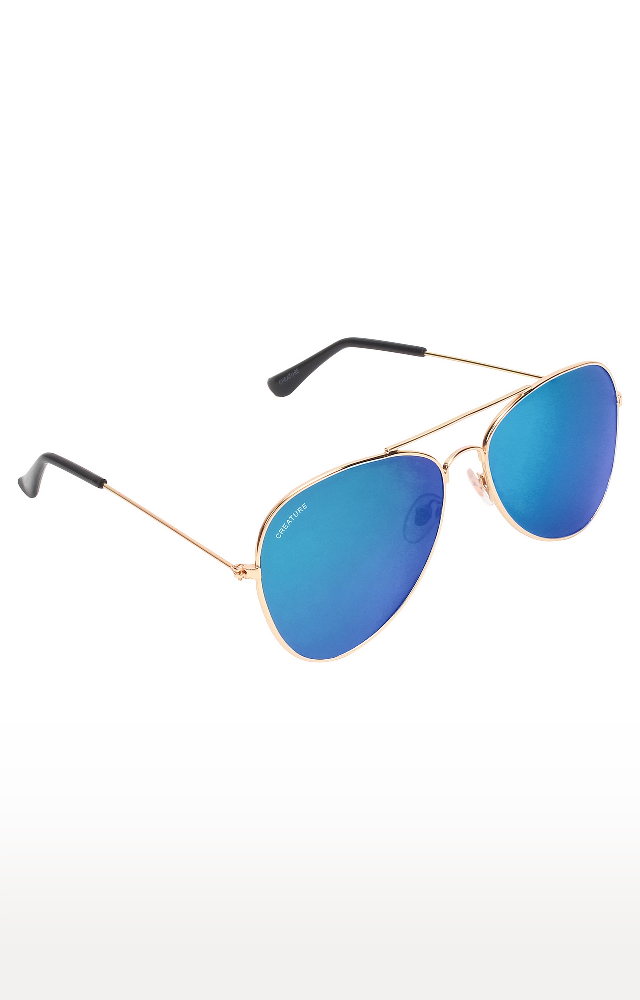 CREATURE | CREATURE Stylish Metal Golden Aviator UV Protected Sunglasses (Lens-Blue|Frame-Golden) 0