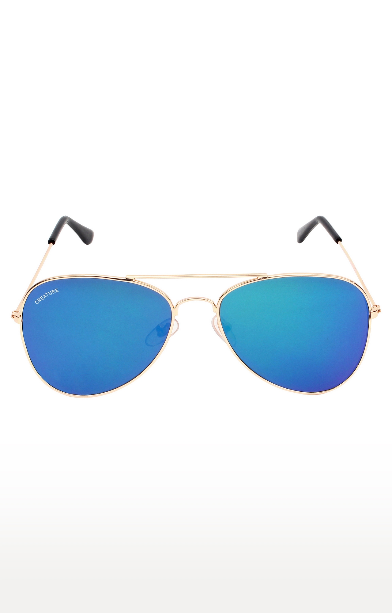 CREATURE | CREATURE Stylish Metal Golden Aviator UV Protected Sunglasses (Lens-Blue|Frame-Golden) 1