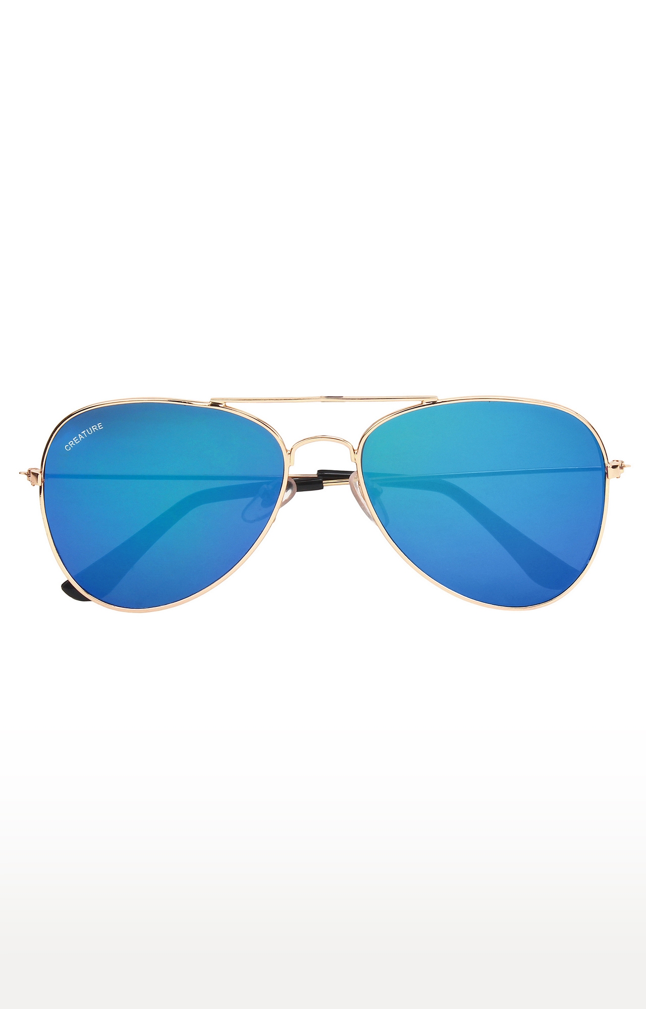 CREATURE | CREATURE Stylish Metal Golden Aviator UV Protected Sunglasses (Lens-Blue|Frame-Golden) 3