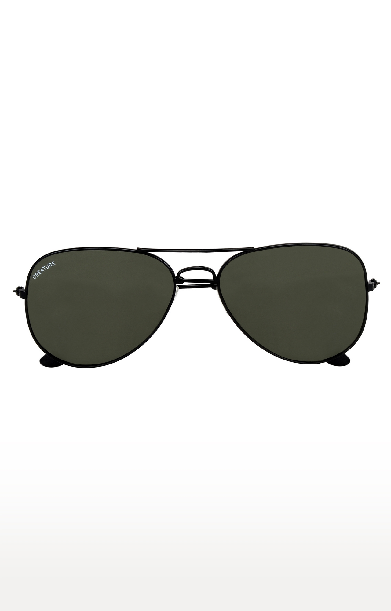 CREATURE | CREATURE Basic Black Aviator UV-Protected Unisex Sunglasses (Lens-Green|Frame-Black) 3