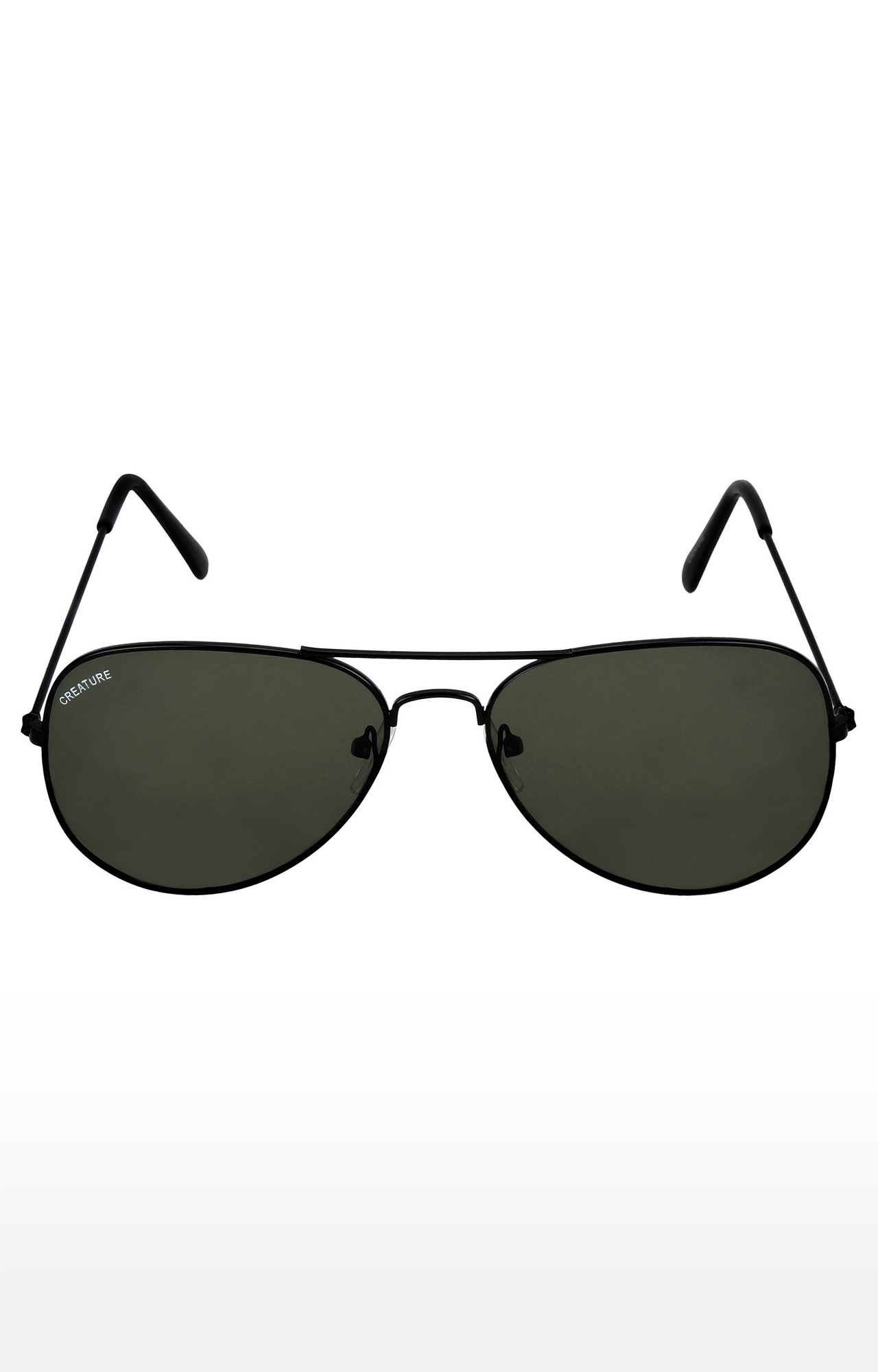 CREATURE | CREATURE Basic Black Aviator UV-Protected Unisex Sunglasses (Lens-Green|Frame-Black) 1